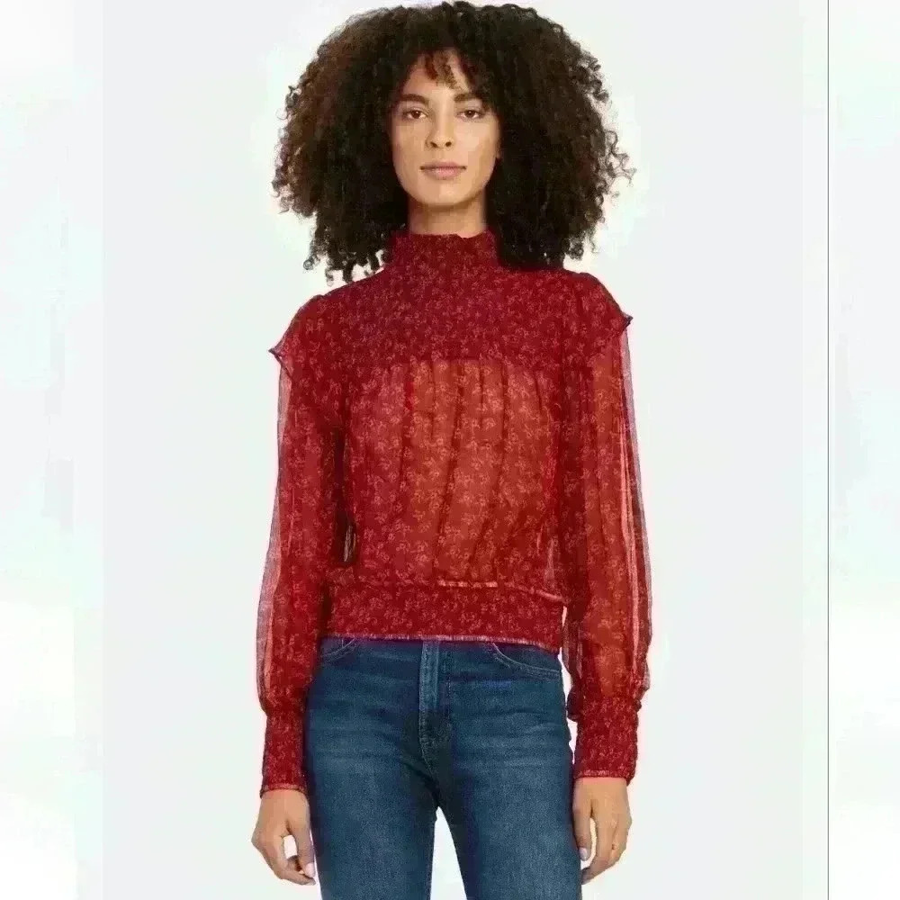 Free People Womens Roma Smocked Short Blouse